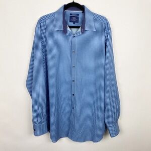 WRK Regular Fit 4-Way Stretch Houndstooth Performance Button Down Shirt Men 17.5